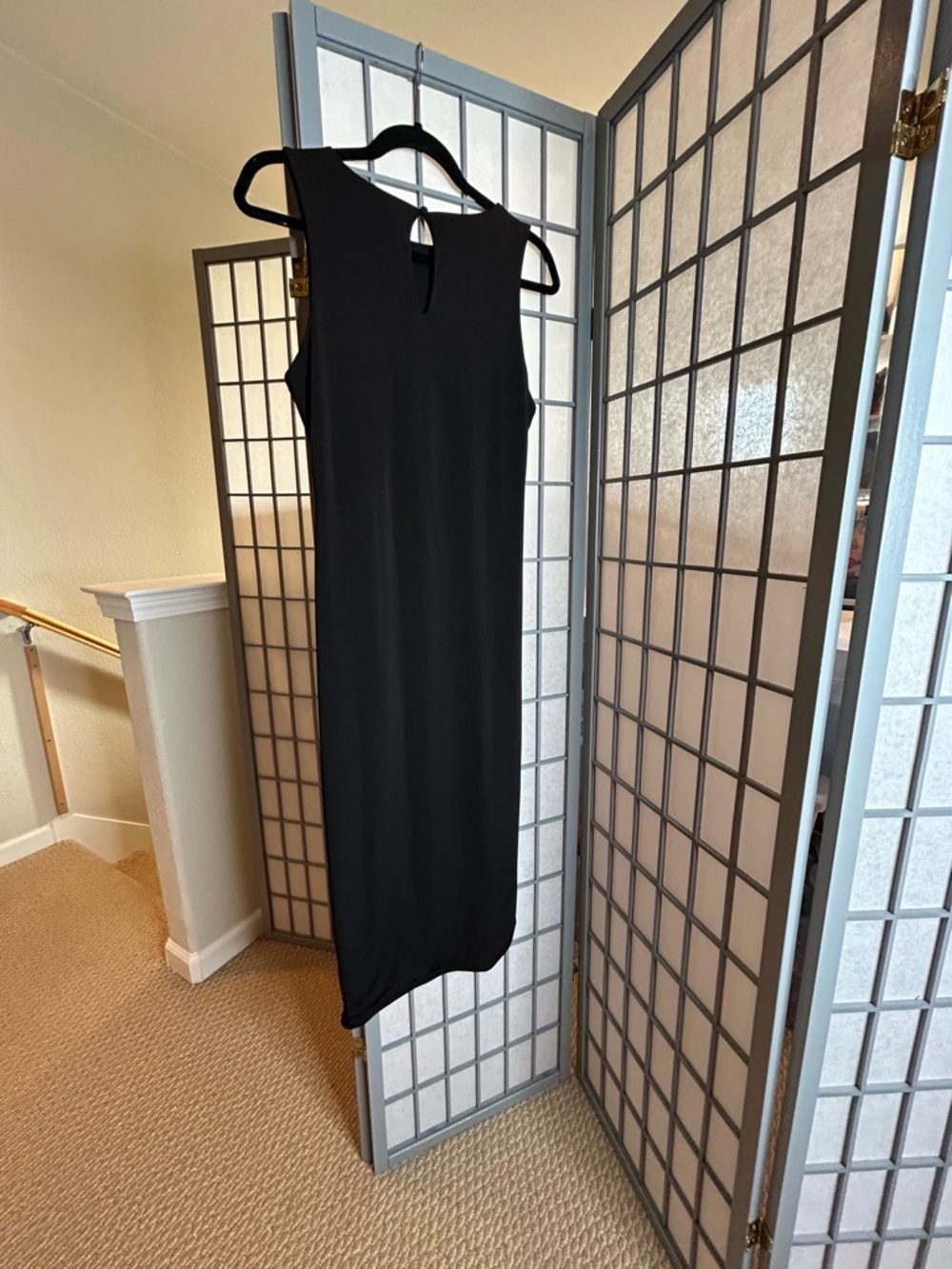 NWT Evereve Black Sleeveless Midi Dress with Side Ruching - Picture 5 of 5